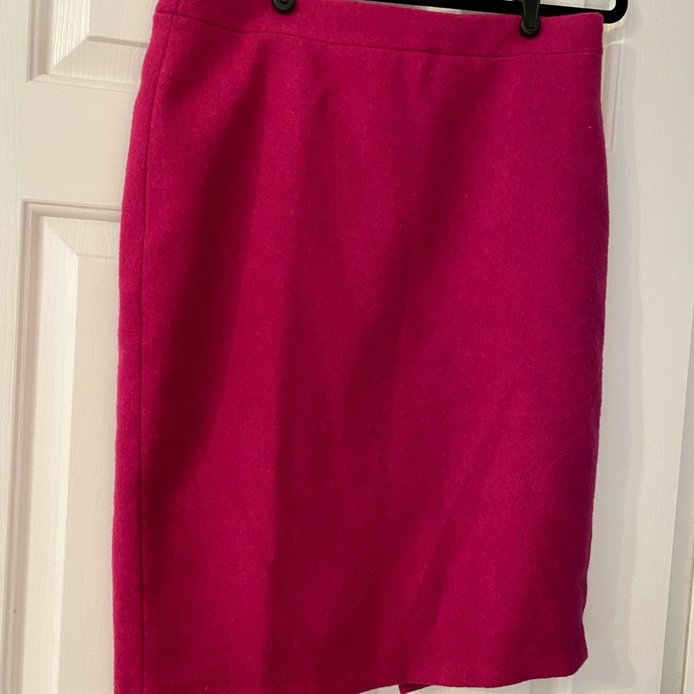 J Crew Pink Wool Pencil Skirt Size 8